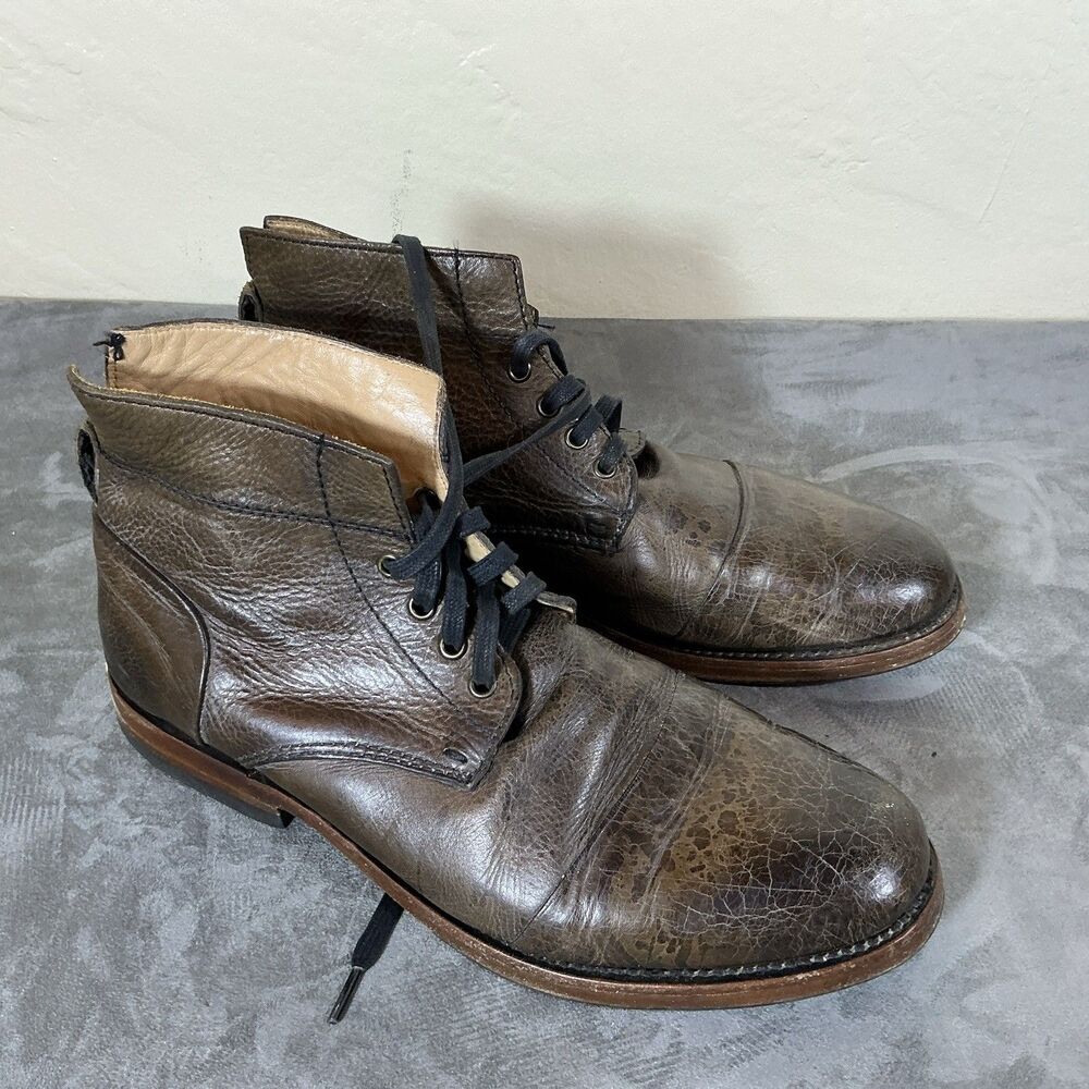 Sutro San Francisco 11.5 M Vintage Style Combat Boot Brown Leather Goodyear